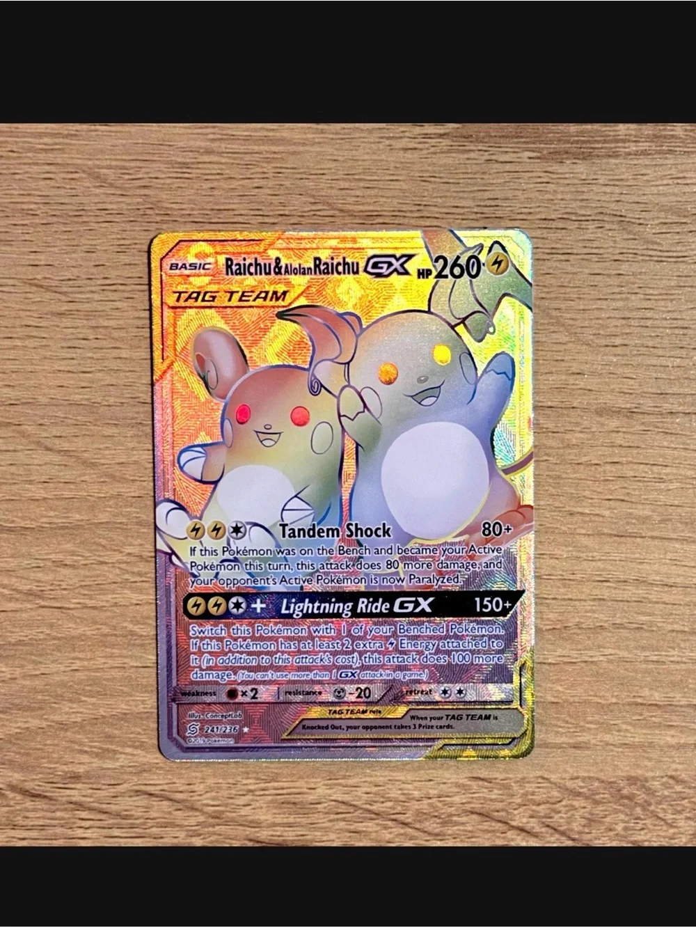 Raichu and Alolan Raichu GX customized card